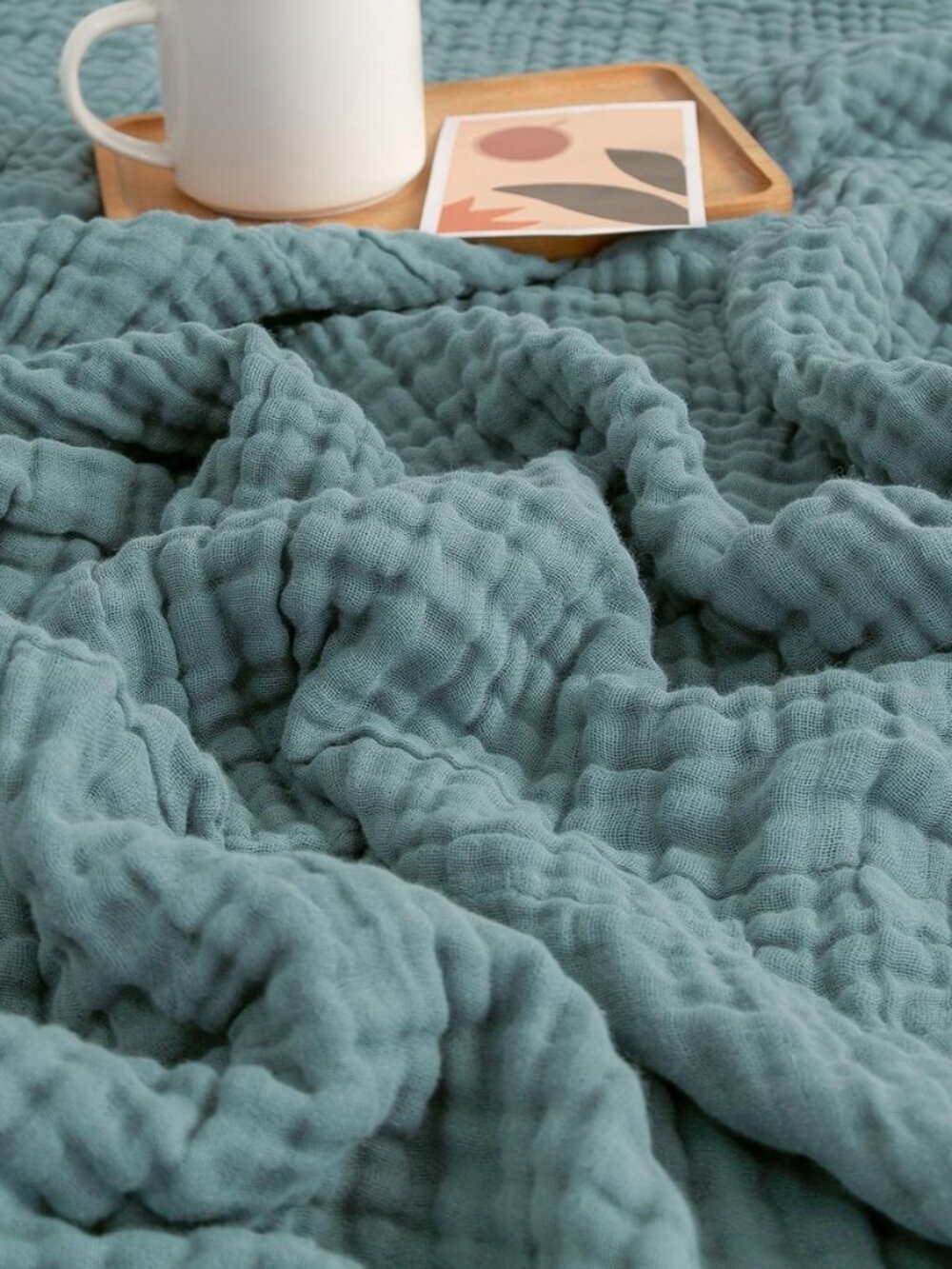 Muslin Throw Blanket for Adults 100% Cotton Blankets for Couch 4-Layer Summer